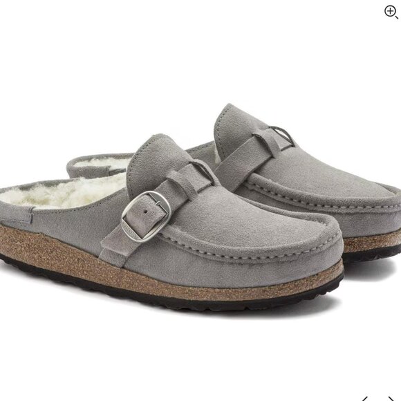 BIRKENSTOCK Buckley Shearling  Suede Leather in Stone Coin Gray EU 39 / US 8-8.5 - Picture 1 of 10